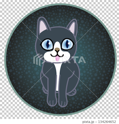 圓形背景的坐著的小貓插圖 134264652