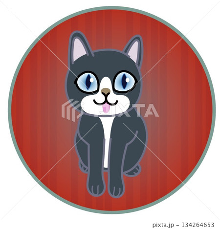 円形背景のついた座る子猫のイラスト 円形背景のついた座る子猫のイラスト 134264653