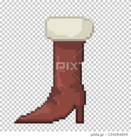 茶色のブーツのピクセルイラストレーション 134264854