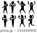 3頭身ビジネスマンシルエットポーズ集　喜び 134264908