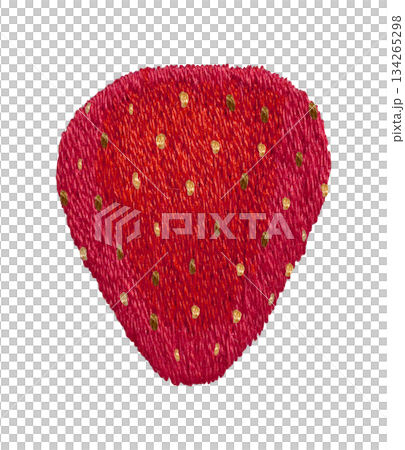 [Strawberry with stem] Hand embroidery illustration material 134265298