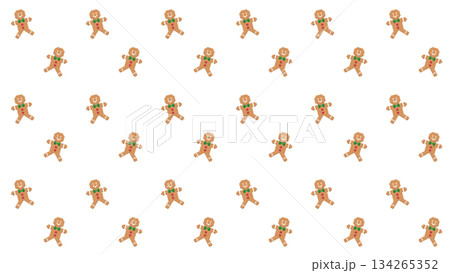 ドット絵のジンジャーブレッドマンのパターン背景 134265352