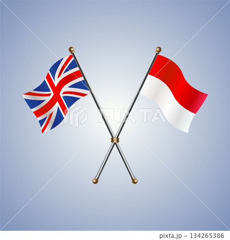 United Kingdom and Monaco flag. Vector Illustration 134265386