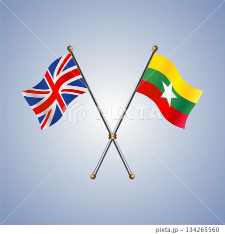 United Kingdom and Myanmar flag. Vector Illustration United Kingdom and Myanmar flag. Vector Illustration 134265560