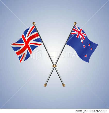 United Kingdom and New Zealand flag. Vector Illustration United Kingdom and New Zealand flag. Vector Illustration 134265567