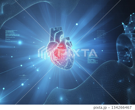研究・製薬向けデジタル心臓コンセプト背景 研究・製薬向けデジタル心臓コンセプト背景 134266467