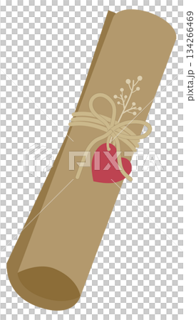 Rolled Scroll Tied with Twine, Heart Tag, and Decorative Twig 134266469
