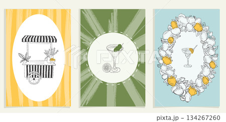 Mediterranean Mediterranean European lifestyle scenes inspired by Italian summer illustration 134267260