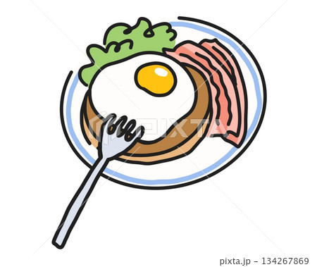 洋食の朝ごはんプレート 134267869