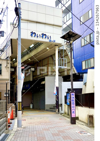 南海電車住吉大社駅前から粉浜駅に続く商店街のわいわいロードの風景　大阪市住吉区 134267963