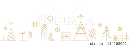 Christmas background, gold decoration banner, tree pattern 134268002