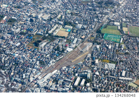 西武鉄道の上石神井車両基地付近を空撮 西武鉄道の上石神井車両基地付近を空撮 134268048