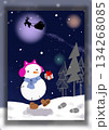 クリスマスカードに使えそうな背景「雪降る夜に」 134268085