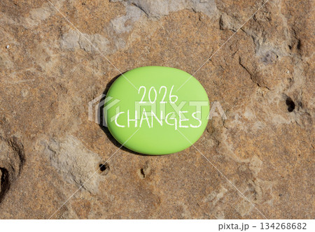 2026 Changes symbol. Concept words 2026 Changes on beautiful green stone. Beautiful brown stone background. Business and 2026 changes concept. Copy space. 2026 Changes symbol. Concept words 2026 Changes on beautiful green stone. Beautiful brown stone background. Business and 2026 changes concept. Copy space. 134268682