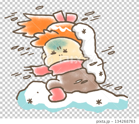 猛吹雪で雪が積もるイラスト 134268763