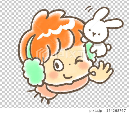 Illustration of a person winking and saying "OK" 134268767