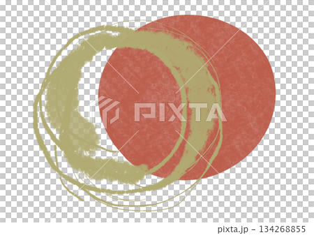 Illustration material suitable for New Year's cards. 1 "Circles drawn with a brush" Illustration material suitable for New Year's cards. 1 "Circles drawn with a brush" 134268855