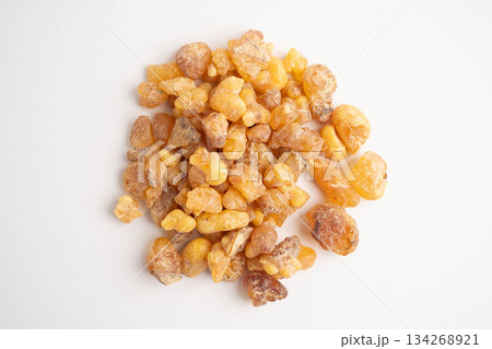 Frankincense or olibanum aromatic resin isolated on white background used in incense and perfumes. Frankincense or olibanum aromatic resin isolated on white background used in incense and perfumes. 134268921