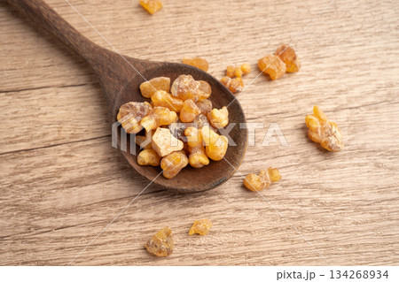 Frankincense or olibanum aromatic resin used in incense and perfumes. 134268934