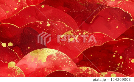 赤い和紙の背景 134269008