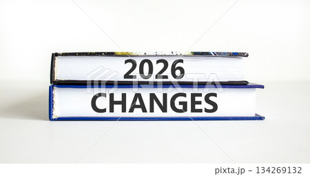 2026 Changes symbol. Concept words 2026 Changes on beautiful books. Beautiful white paper background. Business and 2026 changes concept. Copy space. 134269132