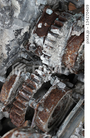 Steampunk Style Metal Gears Covered with Corrosion Closeup Stock Image. Details of Abandoned Mechanism with Gears and Rusty Parts  134270409