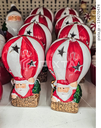Ceramic Santa Claus on Balloon Figurine on Shelf Ceramic Santa Claus on Balloon Figurine on Shelf 134270474