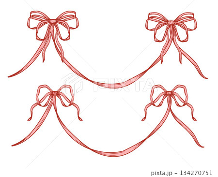 Vintage garlands and decoration line art set. 134270751