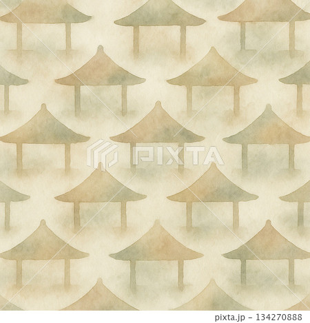 東屋シリーズ：東屋の屋根モチーフの連続パターン 134270888