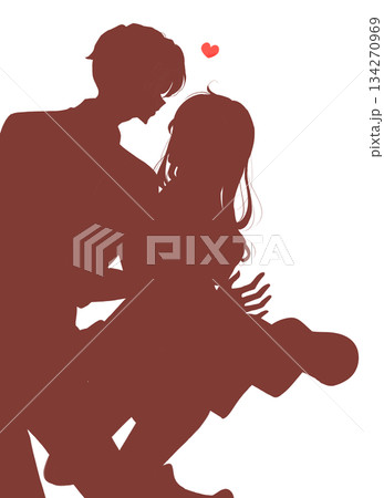 両手を広げて近付く男女 恋愛 シルエット 両手を広げて近付く男女 恋愛 シルエット 134270969