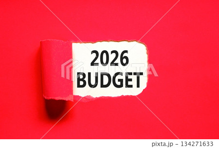 2026 Budget symbol. Concept words 2026 Budget on beautiful white paper. Beautiful red paper background. Business and 2026 budget concept. Copy space. 2026 Budget symbol. Concept words 2026 Budget on beautiful white paper. Beautiful red paper background. Business and 2026 budget concept. Copy space. 134271633