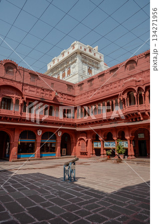 India, Bikaner, the inner courtyard of Junagarh Fort, an important historical monument located in Bikaner 134271956