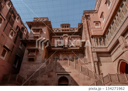 India, Bikaner, Junagarh Fort facade, an important historical monument located in Bikaner 134271962