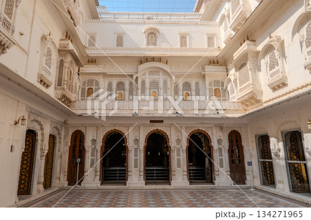 India, Bikaner, the inner courtyard of Junagarh Fort, an important historical monument located in Bikaner 134271965