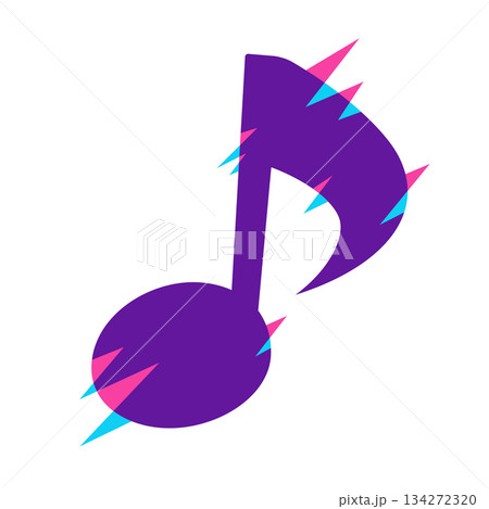 ノイズをイメージしたカラフルな音符のイラスト素材 134272320