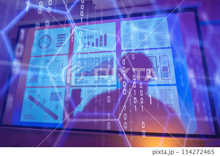 人物シルエットとデータ分析 134272465