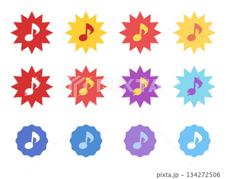 騒音をイメージした音符のアイコンのイラスト素材セット 騒音をイメージした音符のアイコンのイラスト素材セット 134272506