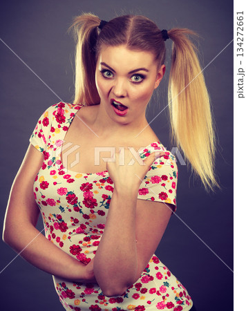 Young teenage woman being offended got the hump 134272661