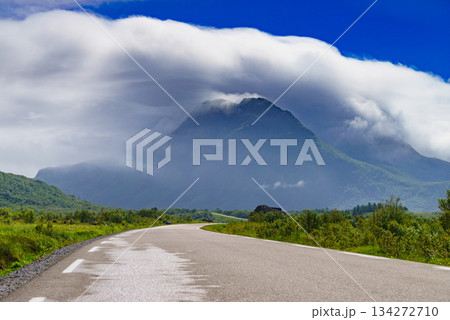 Road through Gimsoya island, Lofoten Norway Road through Gimsoya island, Lofoten Norway 134272710