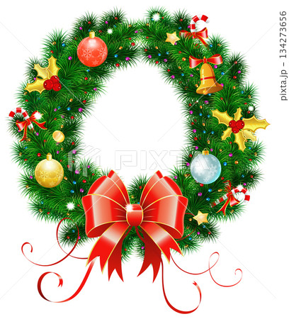 Christmas Wreath with Bow Christmas Wreath with Bow 134273656