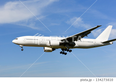 青空を飛ぶ白い飛行機 青空を飛ぶ白い飛行機 134273810