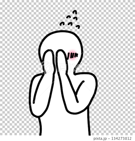 A person who covers their face in embarrassment (deformed) 134273812