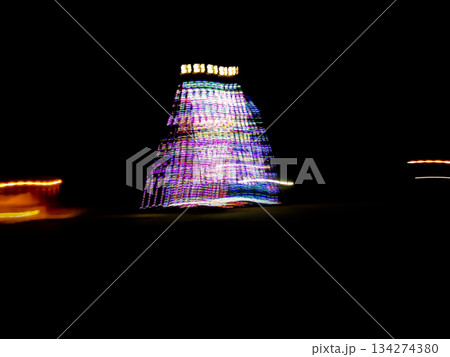 Vibrant neon  glow  blurry background in outer space 134274380