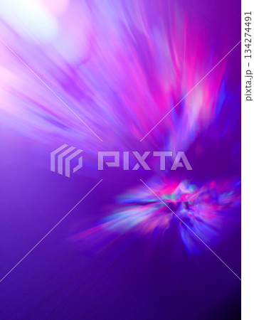 Soft glowing rays evoke hyperspace-like travel through cosmic layers. Deep space passage. 134274491