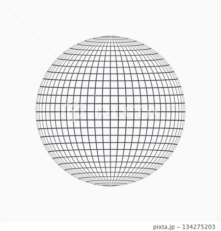 Globe sphere line wireframe vector icon. World earth globe line grid illustration 134275203