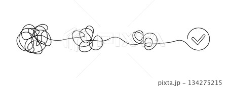 Chaos line problem solve concept. Mess order arrange untangle brain calm problem mind solution Chaos line problem solve concept. Mess order arrange untangle brain calm problem mind solution 134275215