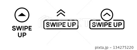 Swipe up arrow vector line icon. Social media story drag button sign action graphic design app ui 134275220