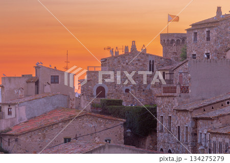 Tossa de Mar medieval fortress at sunrise, Tossa de Mar, Spain 134275279