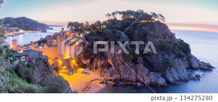 Tossa de Mar medieval fortress at sunrise, Tossa de Mar, Spain 134275280