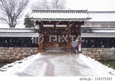 【お城素材】雪の降る冬の松本城【長野県】 【お城素材】雪の降る冬の松本城【長野県】 134275307